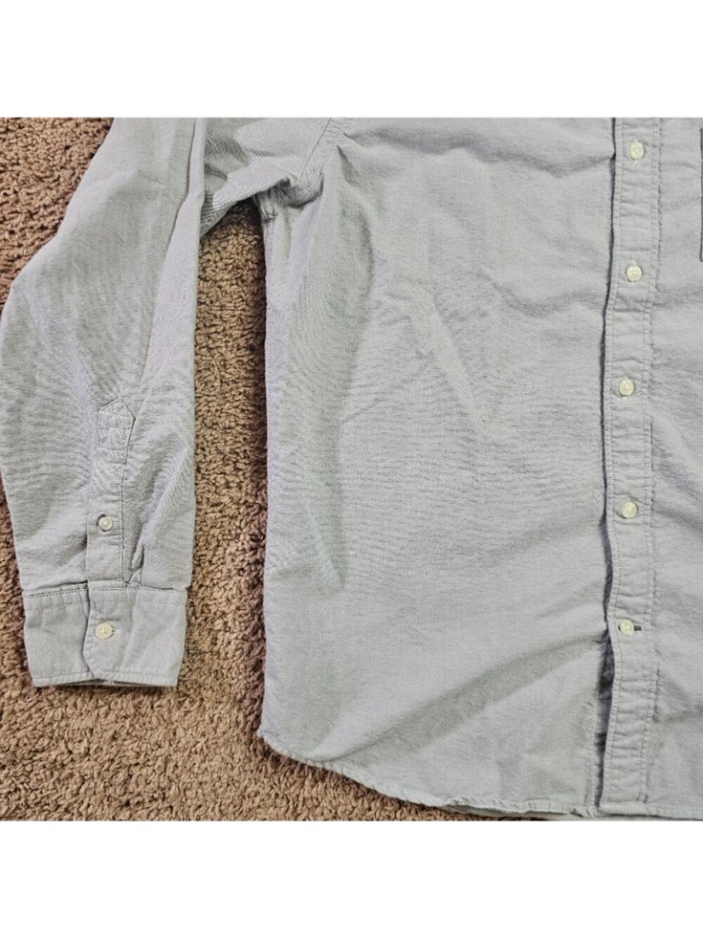 American Eagle Button Up Shirt Mens M Gray Classic Fit Solid Logo Cotton Casual - Picture 7 of 12